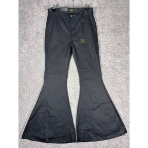 L‎ B Lucky Blessed High Rise Flare Pants Black Womens Size 14 Viscose Blend